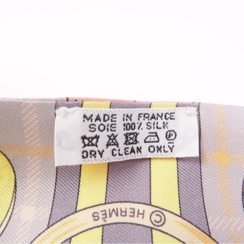 HERMES Twilly Scarf Scarves Silk Gray Orange Yellow - Picture 8 of 10